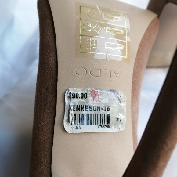 Aldo Tan Suede Kenneson Lace Up Stiletto Heel Pointed Toe Pumps 7.5 - Picture 12 of 16